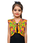 Yellow Keri Allover Embroidered Jacket For Kids