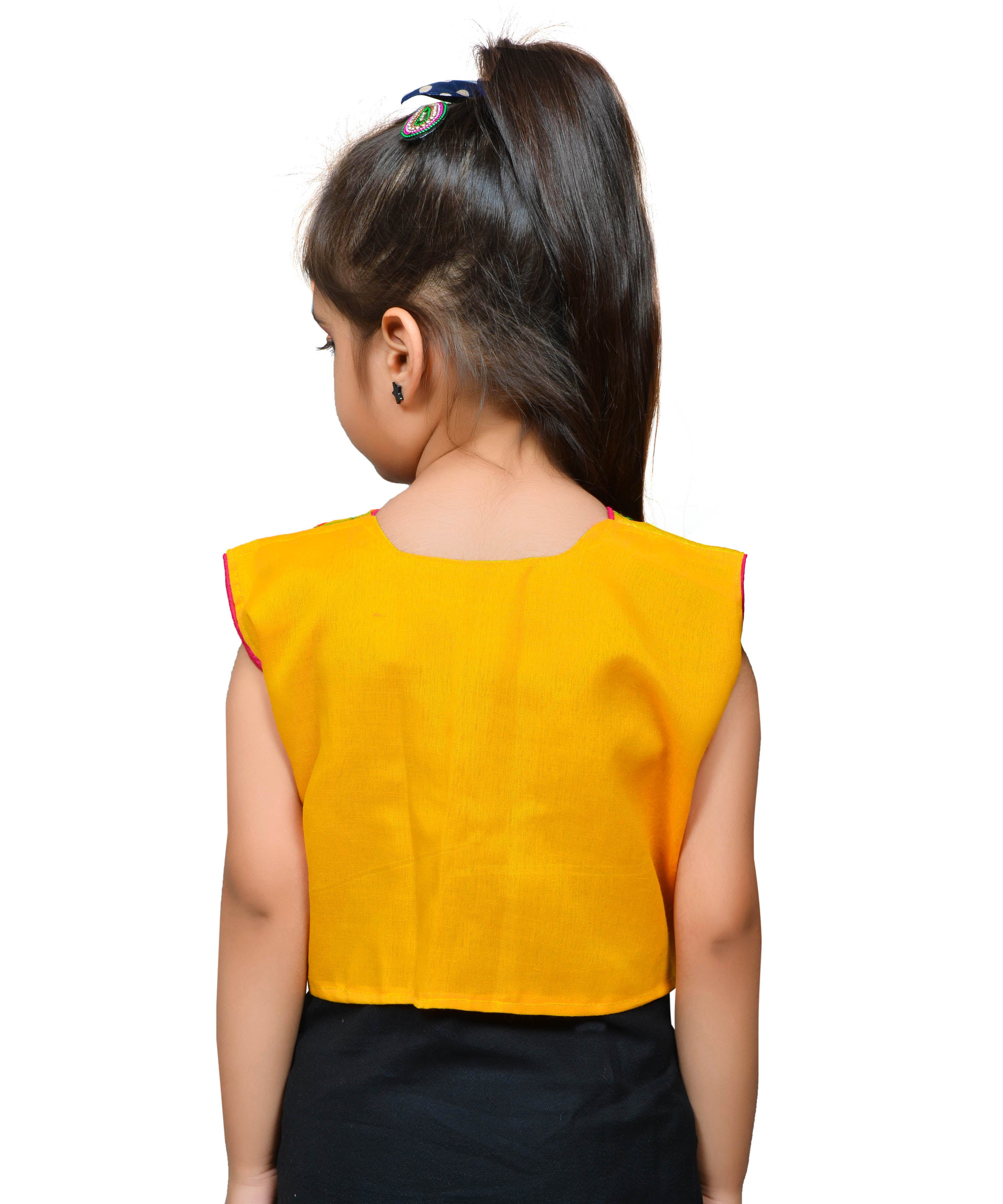 Yellow Keri Allover Embroidered Jacket For Kids