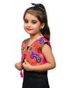 Pink Keri Allover Embroidered Jacket For Kids