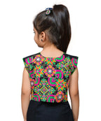 Black Mini Embroidered Jacket For Kids