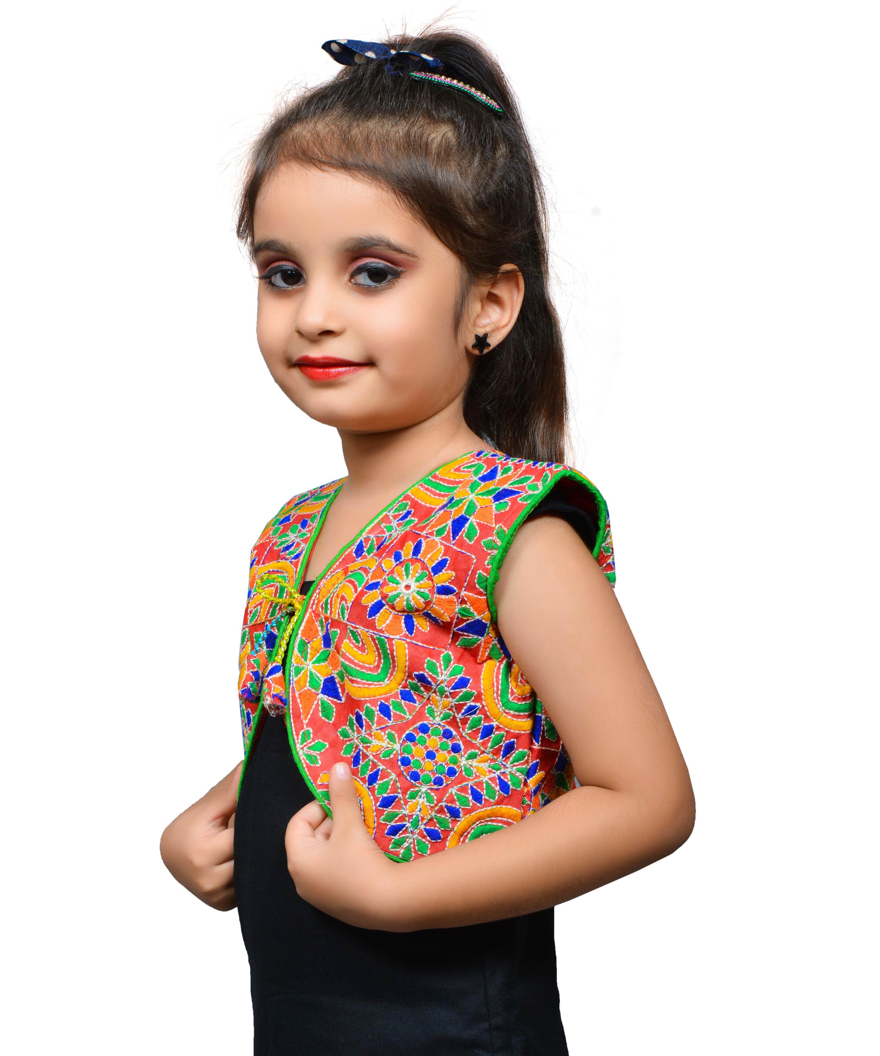 Red Mini Embroidered Jacket For Kids