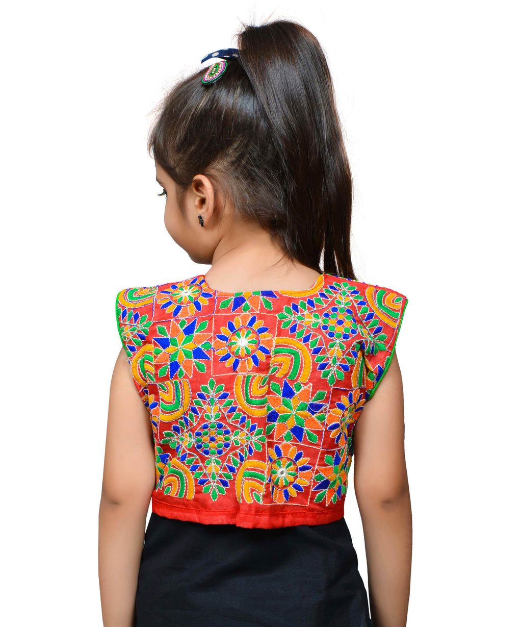 Red Mini Embroidered Jacket For Kids