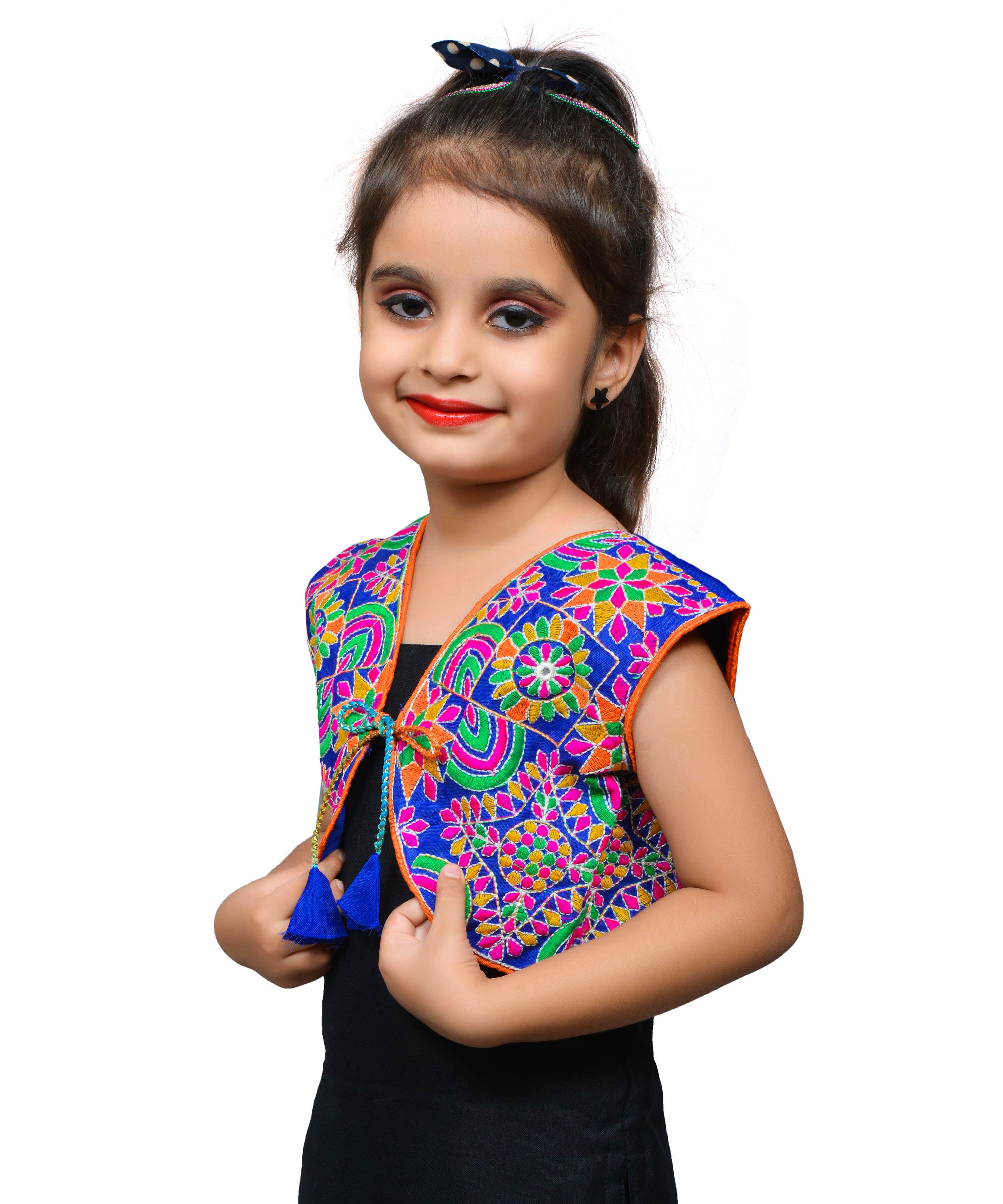 Blue Mini Embroidered Jacket For Kids