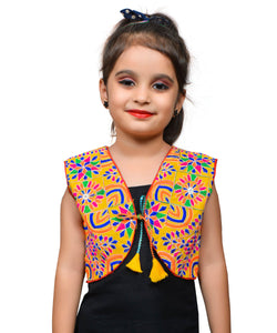 Yellow Mini Embroidered Jacket For Kids