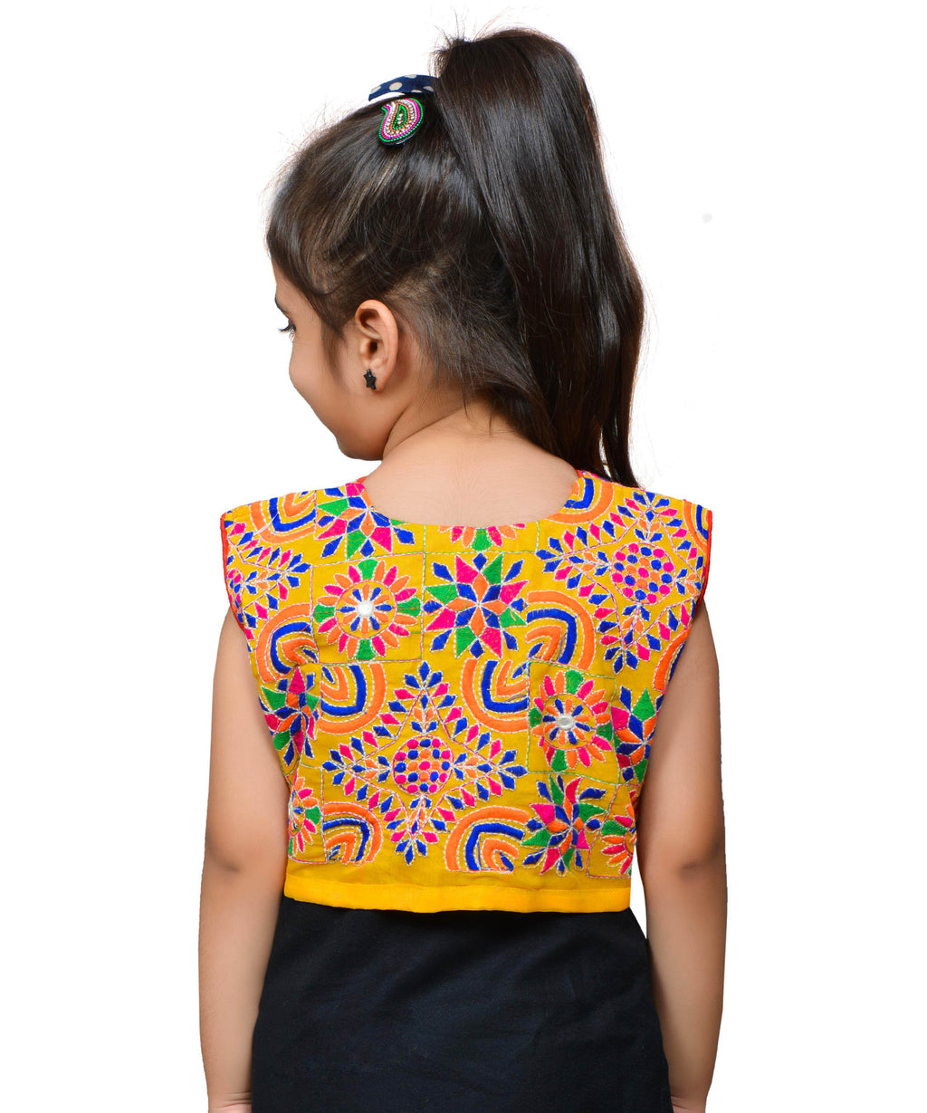 Yellow Mini Embroidered Jacket For Kids