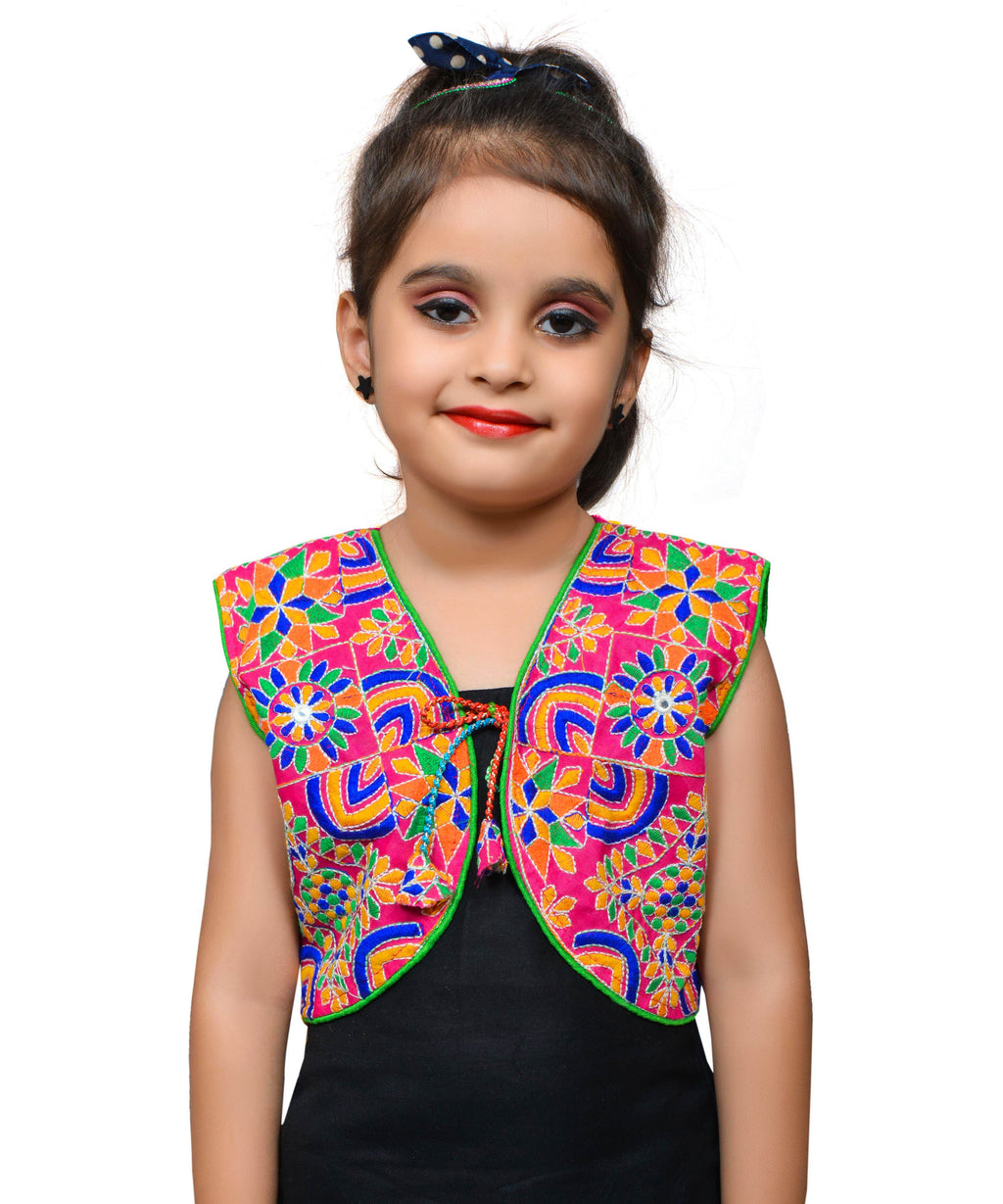 Pink Mini Embroidered Jacket For Kids