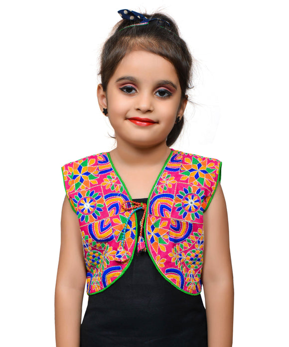 Pink Mini Embroidered Jacket For Kids