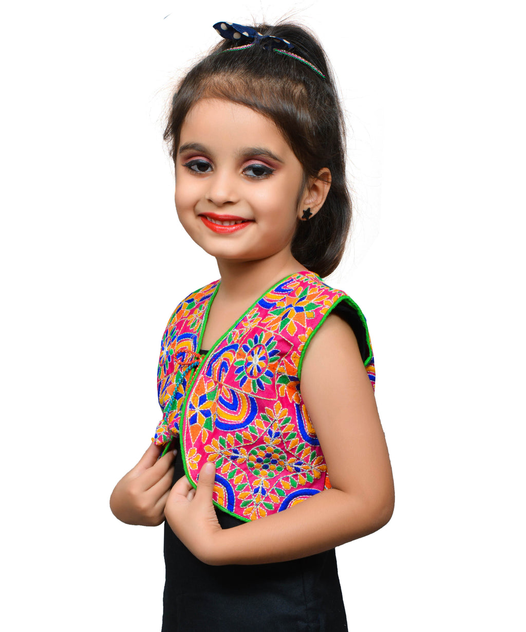 Pink Mini Embroidered Jacket For Kids