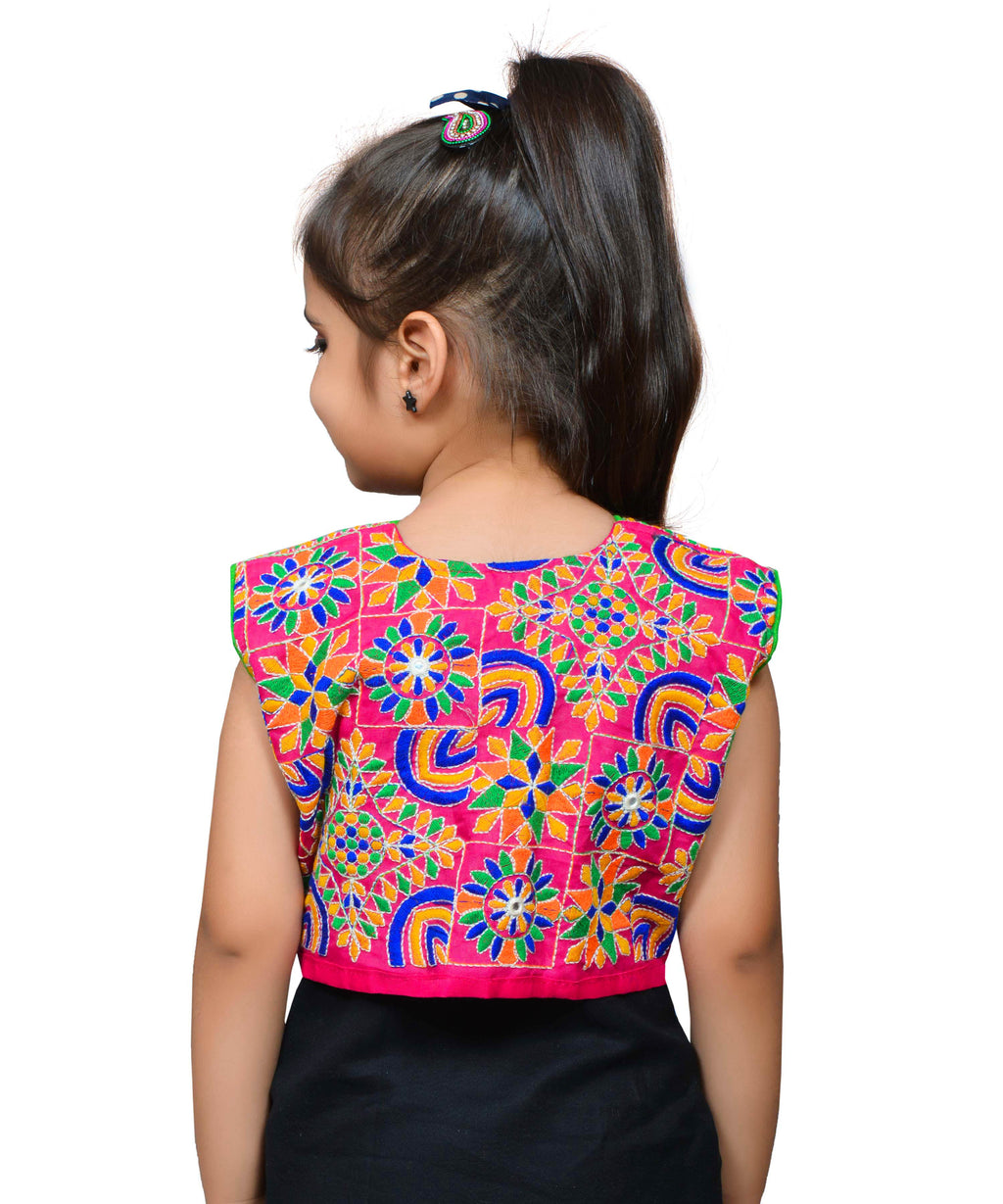 Pink Mini Embroidered Jacket For Kids