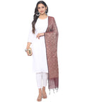 Banjara India Women's Banarasi Woven Dupatta-Maroon
