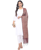 Banjara India Women's Banarasi Woven Dupatta-Maroon