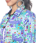 Pre-Order: Kutch Work Embroidered Long Boho Style Blazer White