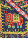 Banjara India Elephant Design Kutchi Mirrorwork Hand Embroidered Shoulder Bag (BAG-BlueBlue)