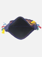 Banjara India Elephant Design Kutchi Mirrorwork Hand Embroidered Shoulder Bag (BAG-BlueOrange)
