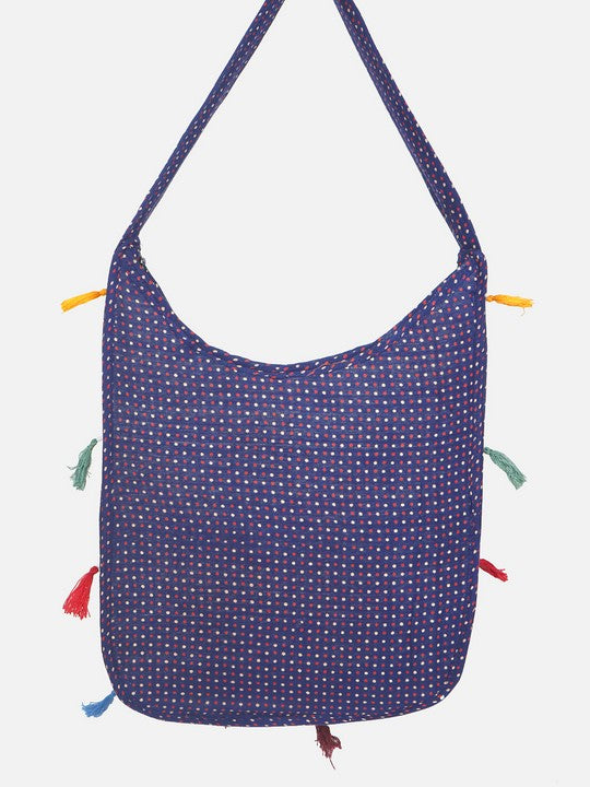 Banjara India Elephant Design Kutchi Mirrorwork Hand Embroidered Shoulder Bag (BAG-BlueRed)