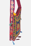 Banjara India Elephant Design Kutchi Mirrorwork Hand Embroidered Shoulder Bag (BAG-BlueMaroon)