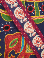 Banjara India Elephant Design Kutchi Mirrorwork Hand Embroidered Shoulder Bag (BAG-BlueMaroon)