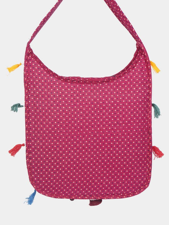 Banjara India Elephant Design Kutchi Mirrorwork Hand Embroidered Shoulder Bag (BAG-MaroonMaroon)