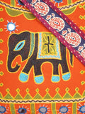 Banjara India Elephant Design Kutchi Mirrorwork Hand Embroidered Shoulder Bag (BAG-MaroonOrange)