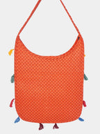 Banjara India Elephant Design Kutchi Mirrorwork Hand Embroidered Shoulder Bag (BAG-OrangeBlue)