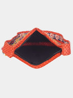 Banjara India Elephant Design Kutchi Mirrorwork Hand Embroidered Shoulder Bag (BAG-OrangeBlue)