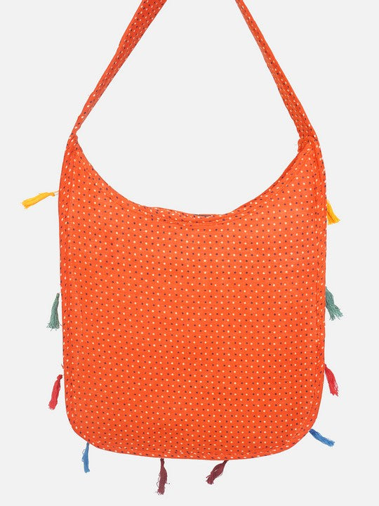 Banjara India Elephant Design Kutchi Mirrorwork Hand Embroidered Shoulder Bag (BAG-OrangeMaroon)