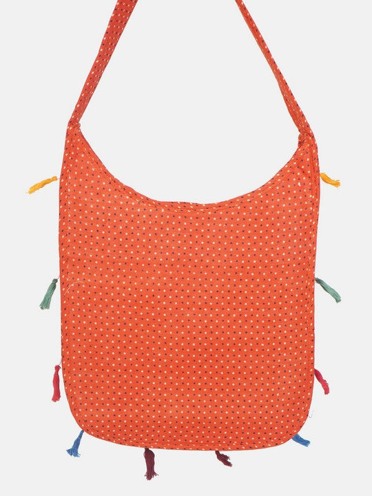 Banjara India Elephant Design Kutchi Mirrorwork Hand Embroidered Shoulder Bag (BAG-OrangeOrange)