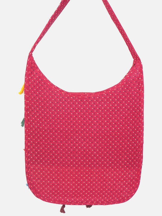 Banjara India Elephant Design Kutchi Mirrorwork Hand Embroidered Shoulder Bag (BAG-RedRed)