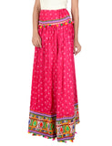 Bandhani Print & Kutchi Embroidered Border Rayon Skirt/Chaniya - BandhaniSkirt-Pink