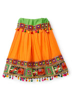 Banjara India Kutchi Embroidered Black Girls Chaniya Choli with Dupatta (CC-WILD) - Orange