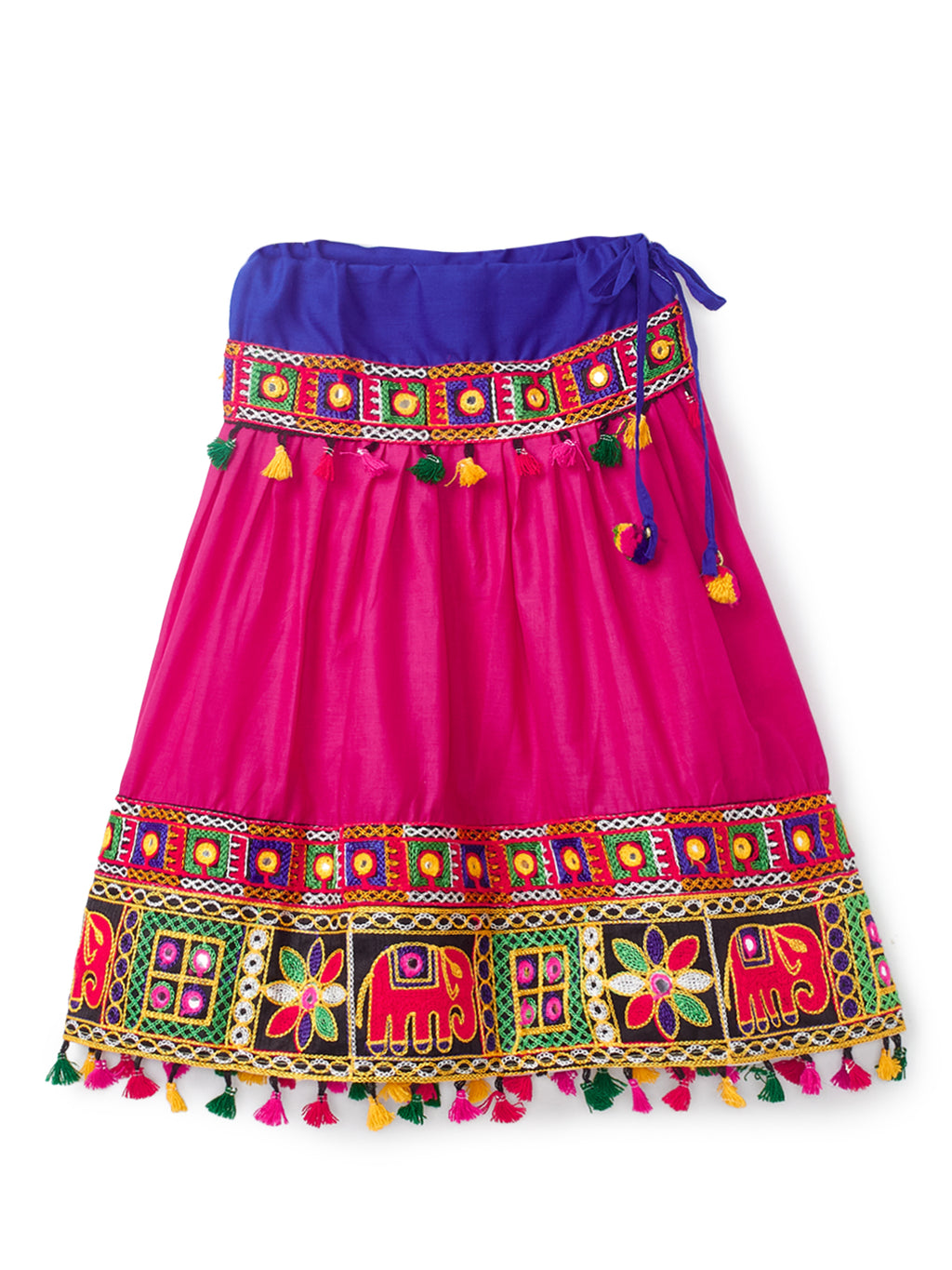 Banjara India Kutchi Embroidered Black Girls Chaniya Choli with Dupatta (CC-WILD) - Pink