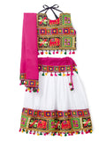 Banjara India Kutchi Emboidered Black Girls Chaniya Choli with Dupatta (CC-WILD) - White