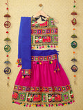 Banjara India Kutchi Embroidered Black Girls Chaniya Choli with Dupatta (CC-WILD) - Pink