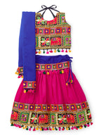 Banjara India Kutchi Embroidered Black Girls Chaniya Choli with Dupatta (CC-WILD) - Pink