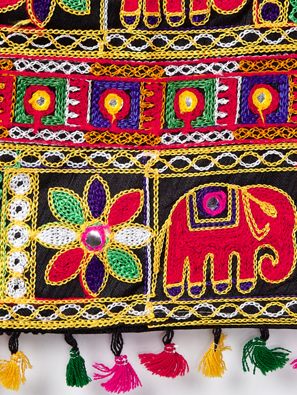 Banjara India Kutchi Embroidered Black Girls Chaniya Choli with Dupatta (CC-WILD) - Pink