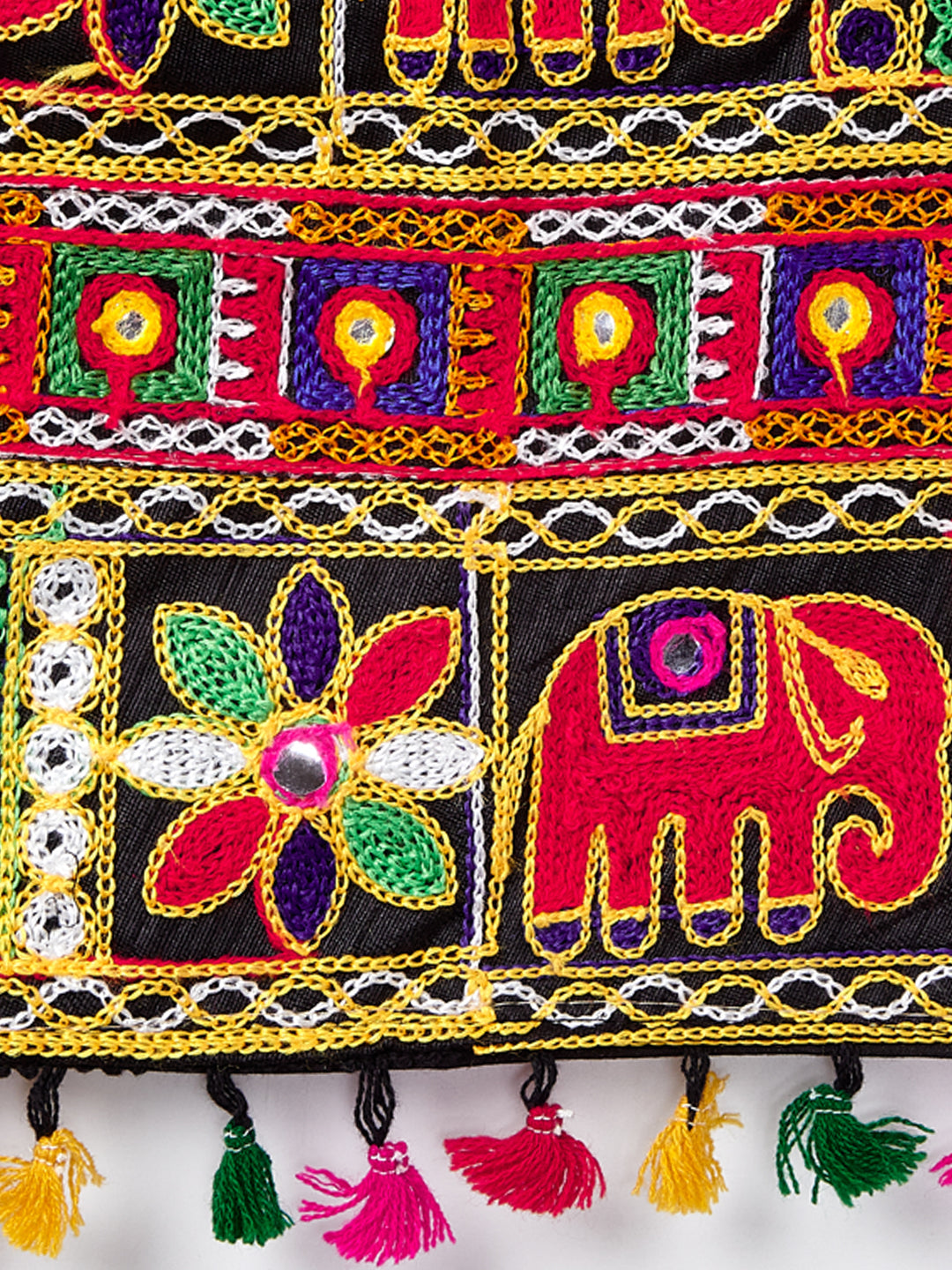 Banjara India Kutchi Embroidered Black Girls Chaniya Choli with Dupatta (CC-WILD) - Pink