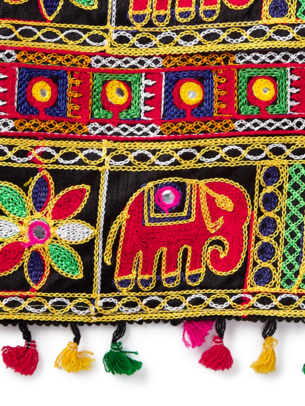 Banjara India Kutchi Emboidered Black Girls Chaniya Choli with Dupatta (CC-WILD) - White