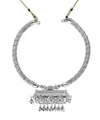 Oxidized Silver Plated Flower Design Beads Necklace Set-J002
