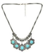 Sky Blue Stone Studded Metallic Set-2-J009