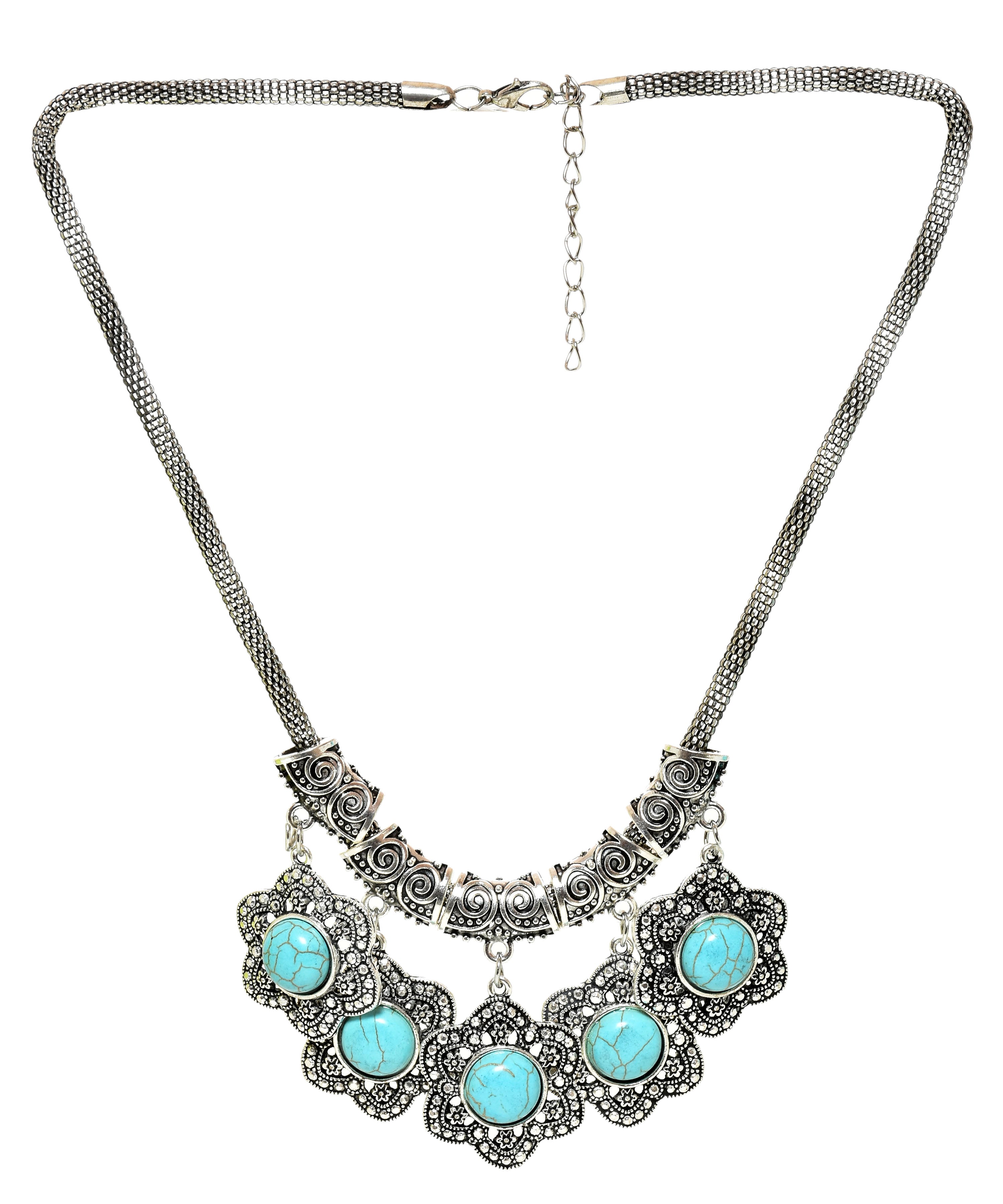Sky Blue Stone Studded Metallic Set-2-J009