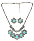 Sky Blue Stone Studded Metallic Set-2-J009