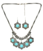 Sky Blue Stone Studded Metallic Set-2-J009