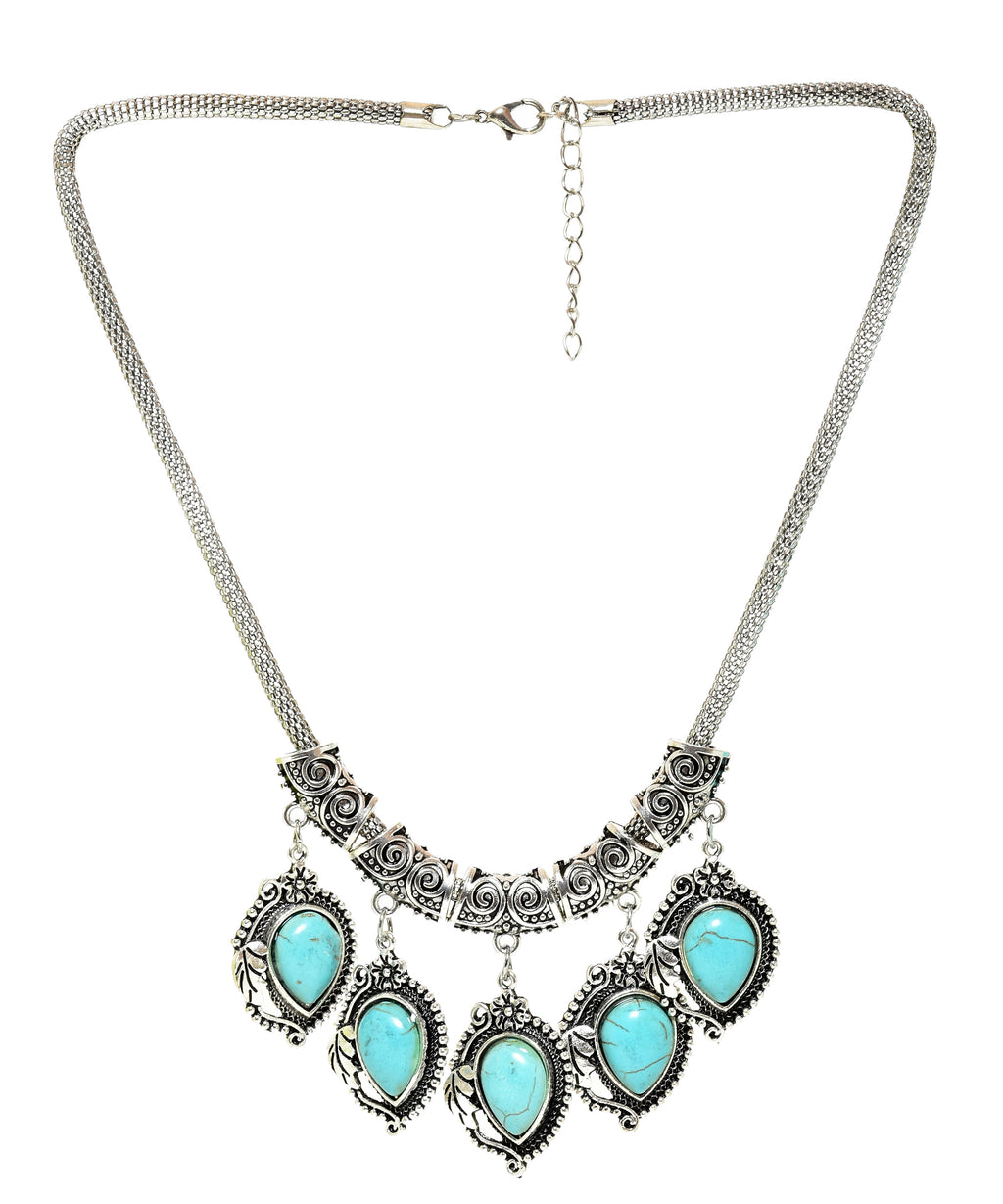 Sky Blue Stone Studded Metallic Set-1-J008