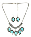 Sky Blue Stone Studded Metallic Set-1-J008