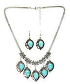 Sky Blue Stone Studded Metallic Set-1-J008