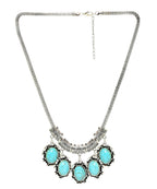 Sky Blue Stone Studded Metallic Set-3-J010