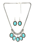 Sky Blue Stone Studded Metallic Set-3-J010