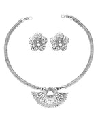 Oxidised Silver Jewellery Flower Combo Set for Girls and Women-J006