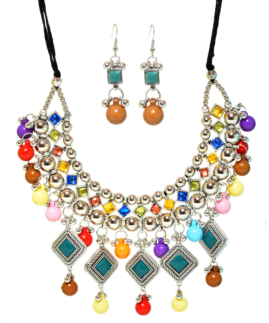 Multicolored Stone Studded Metallic-J015