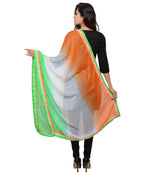 Soft Chiffon Tricolour Dupatta with 4 Sides Border (Independence Day Special)